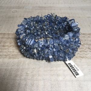 Handmade Blue Stone Chunky Elastic Bracelet